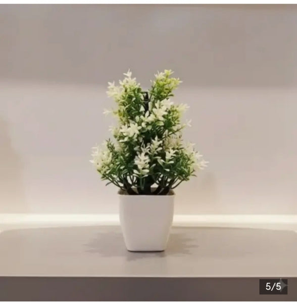 (Simple & Direct): Set of 4 Mini Artificial Potted Plants for Home and Office Decor