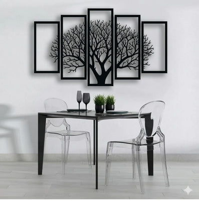 Modern 5-Panel Tree of Life Metal Wall Art