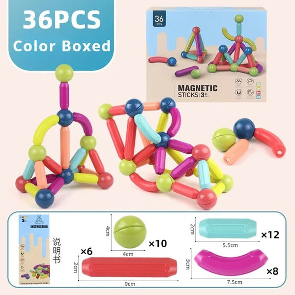 36-Pcs Magnetic Building Sticks & Balls Set – Educational STEM Construction Blocks Toy for Kids (Ages 3+)