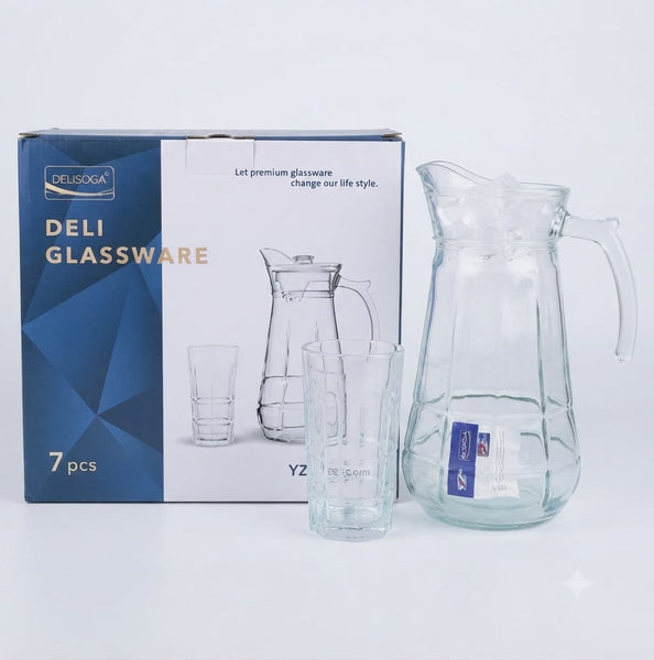 Delisoga 7-Piece Premium Glassware Jug & Glass Set