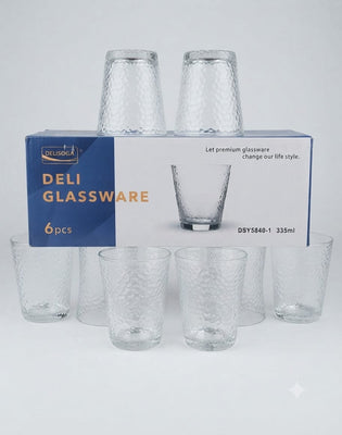 Delisoga 6-Piece Glassware Water Tumbler Set (300ml)