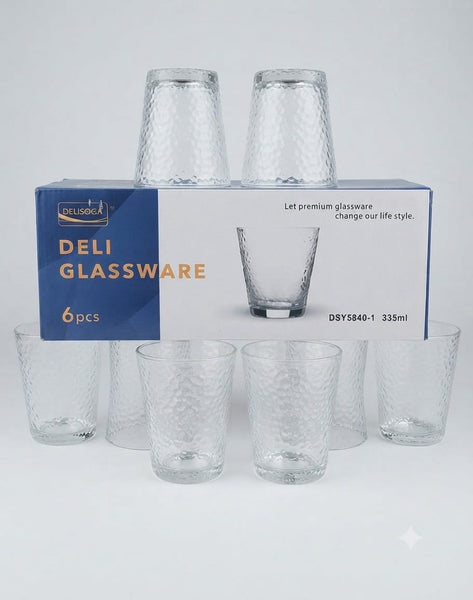 Delisoga 6-Piece Glassware Water Tumbler Set (300ml)