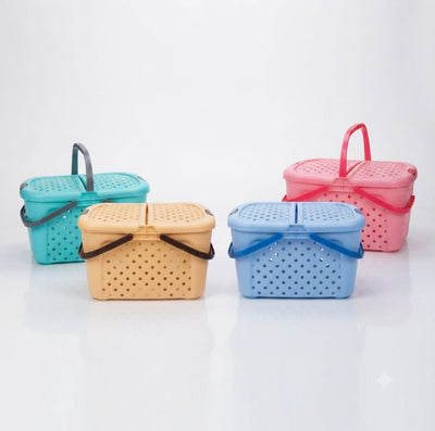 Multipurpose Plastic Storage Basket with Lid and Handle