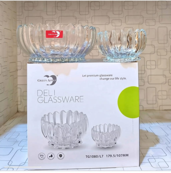 Green Apple Deli Glassware Lotus Glass Serving Bowl Set